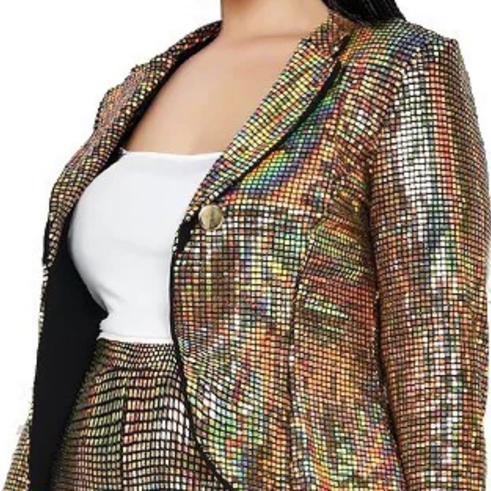 Plus Disco Gold Metallic 2 Piece Jacket Set - Picture 4 of 7